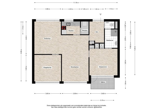 Floorplan - Laan van Borgele 40F602, 7415 DJ Deventer